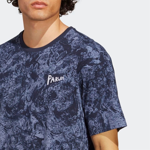 Unisex 2XL adidas Parley blue allover print tee HR6995 - Picture 6 of 9